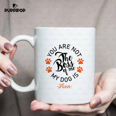 Personalized Dog Gift Idea - The Boss Of Me Orange Paws For Dog Lovers - White Mug